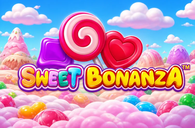 Sweet Bonanza logo ve şekerli bulut teması